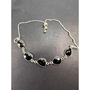 Black spinel and sterling silver bolo bracelet